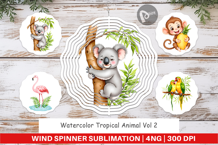 Wind Spinner Tropical Animals Watercolor