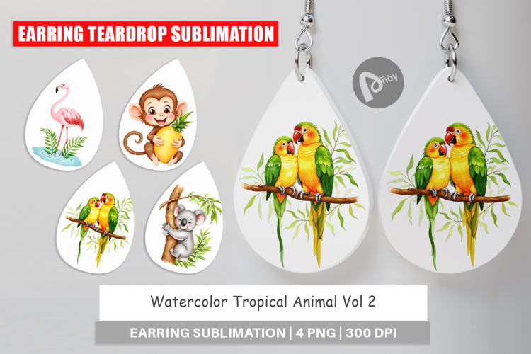 Earring Tropical Animals Watercolor
