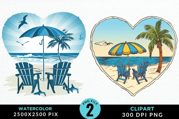 Watercolor Tropical Valentines Graphics Clipart