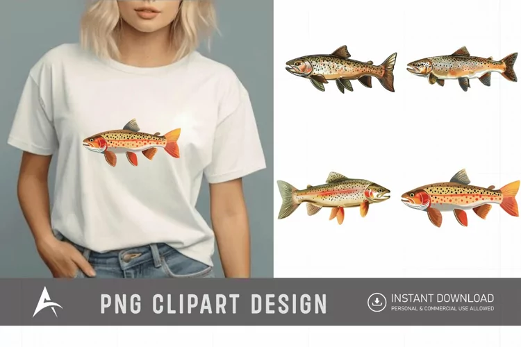Watercolor Trout Fish Clipart