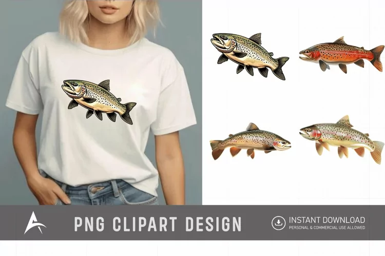 Watercolor Trout Fish Clipart
