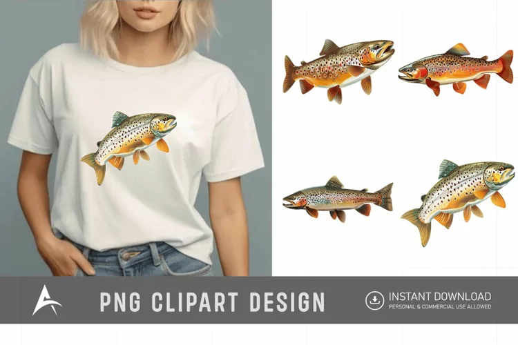 Watercolor Trout Fish Clipart