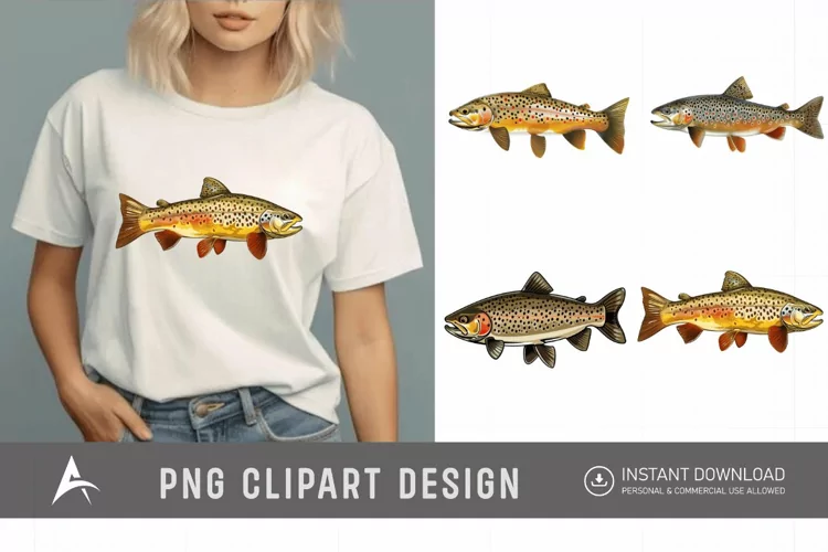 Watercolor Trout Fish Clipart