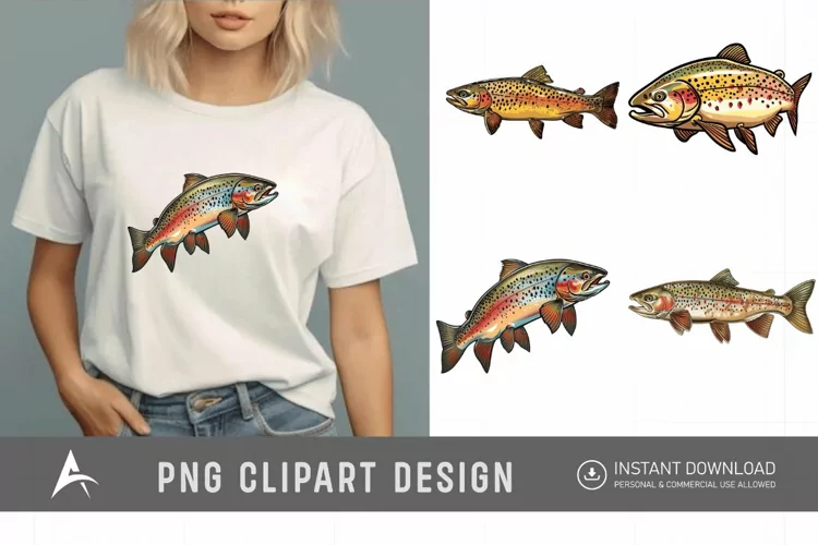 Watercolor Trout Fish Clipart