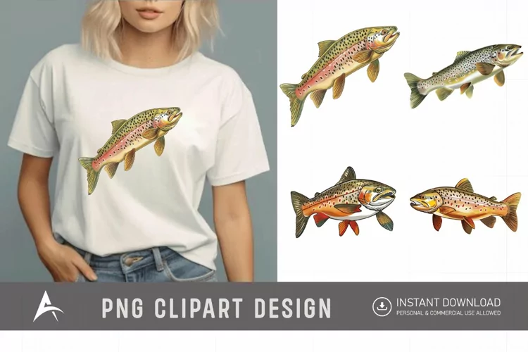 Watercolor Trout Fish Clipart