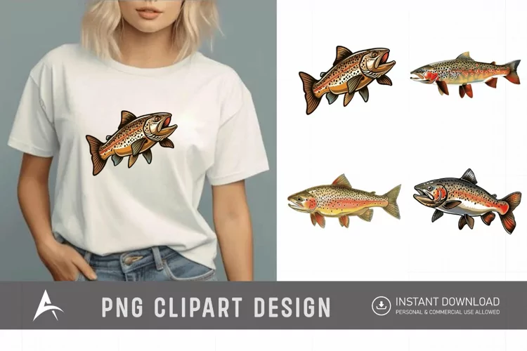 Watercolor Trout Fish Clipart