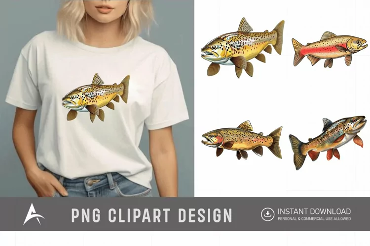 Watercolor Trout Fish Clipart