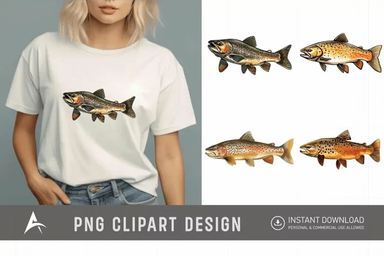 Watercolor Trout Fish Clipart