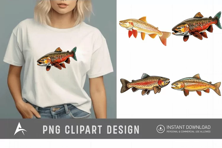 Watercolor Trout Fish Clipart