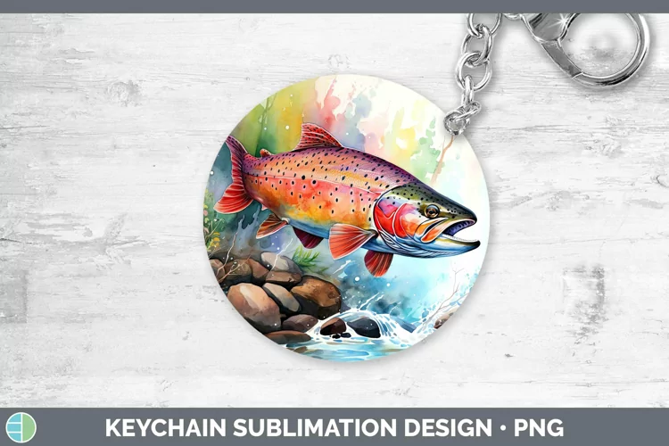 Watercolor Trout Keychain Sublimation Keyring Designs