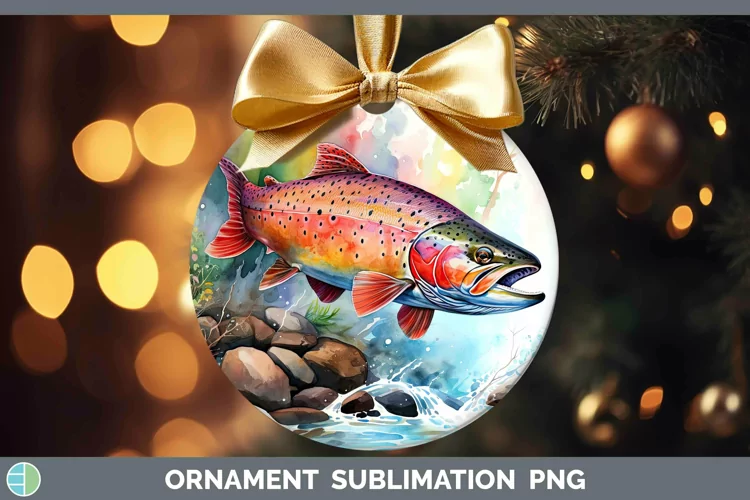 Watercolor Trout Ornament Sublimation Bauble Designs