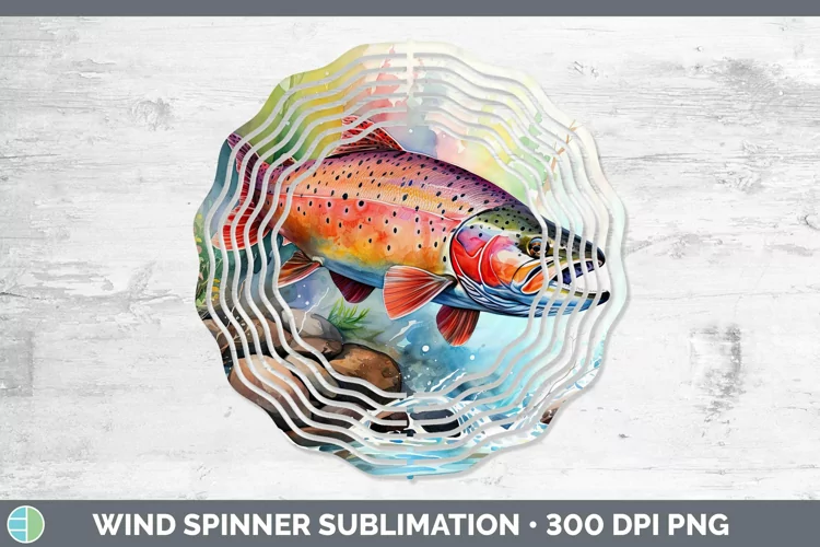Watercolor Trout Wind Spinner Sublimation Spinner Designs