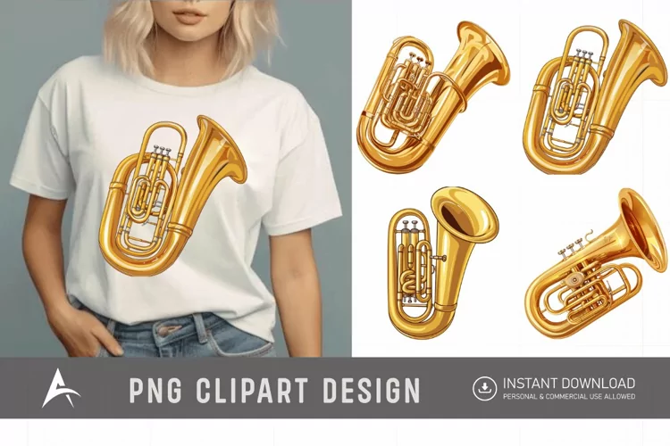 Watercolor Tuba Clipart PNG