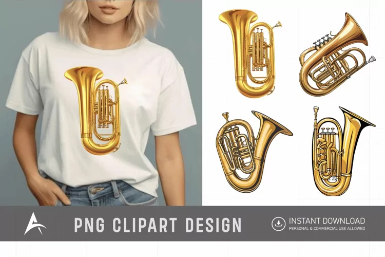 Watercolor Tuba Clipart PNG