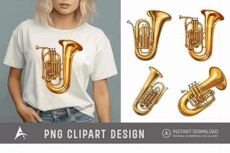 Watercolor Tuba Clipart PNG