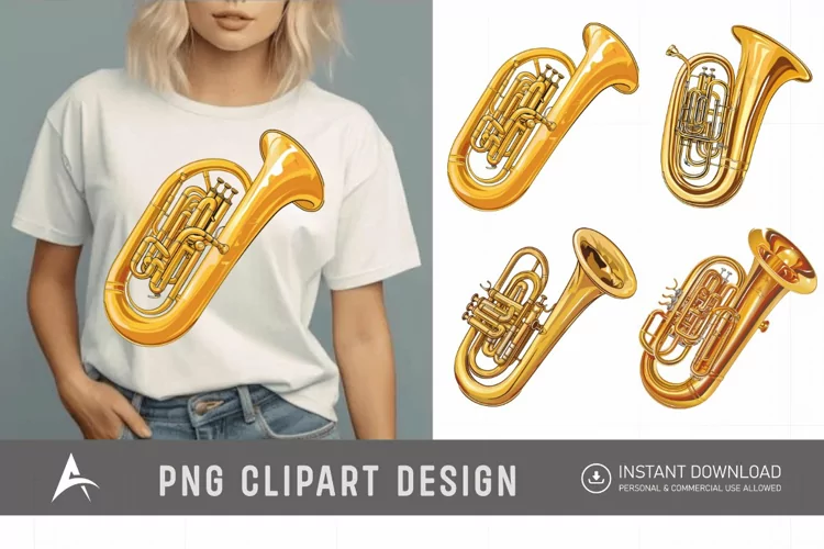 Watercolor Tuba Clipart PNG