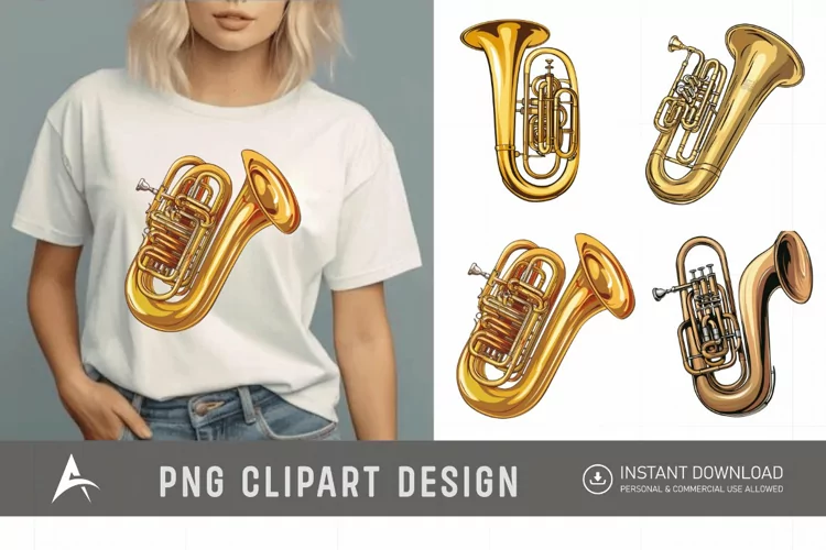 Watercolor Tuba Clipart PNG
