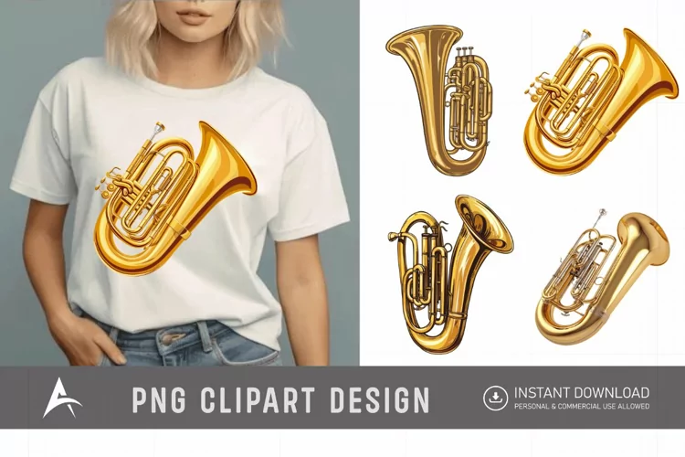 Watercolor Tuba Clipart PNG