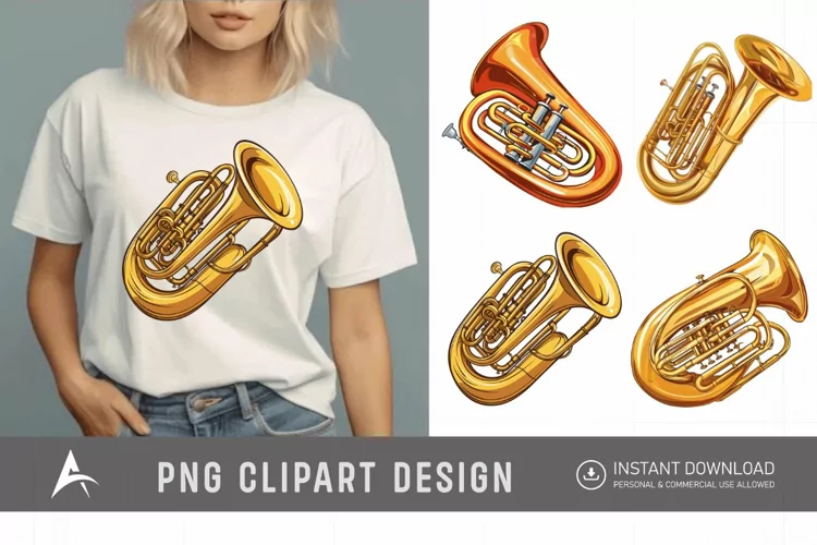 Watercolor Tuba Clipart PNG