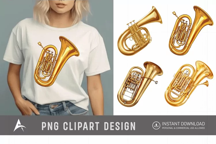 Watercolor Tuba Clipart PNG