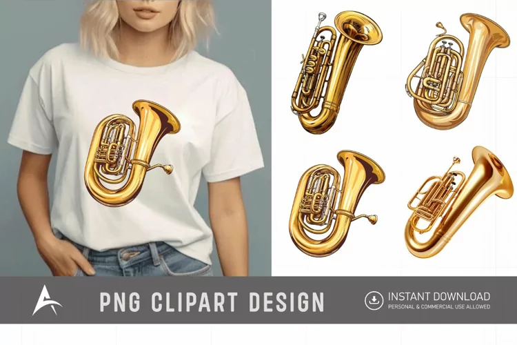 Watercolor Tuba Clipart PNG