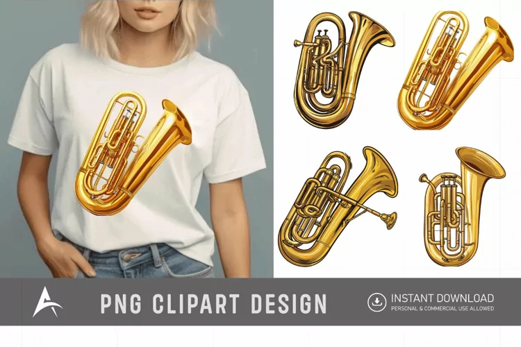 Watercolor Tuba Clipart PNG
