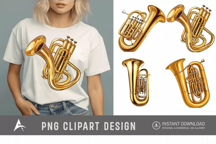 Watercolor Tuba Clipart PNG