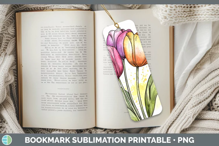 Watercolor Tulip Bookmark Sublimation Printable Designs