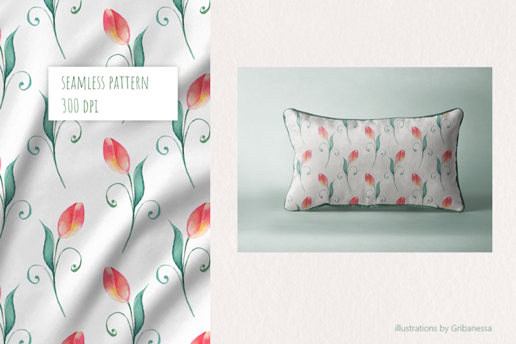 Elegant Hand-Drawn Tulip Seamless Pattern
