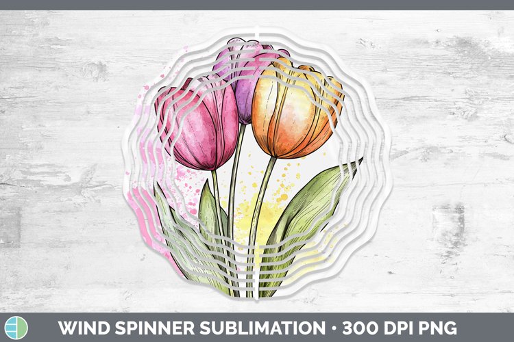 Watercolor Tulip Wind Spinner Sublimation Spinner Designs