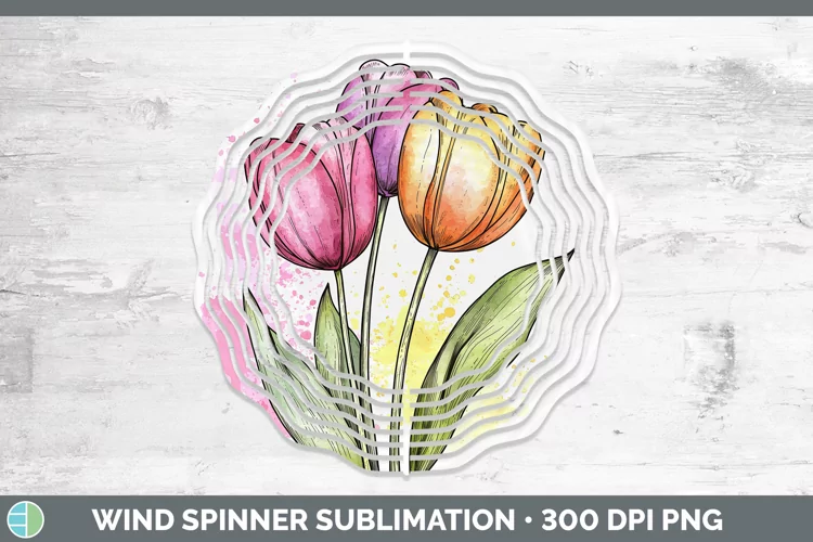 Watercolor Tulip Wind Spinner Sublimation Spinner Designs