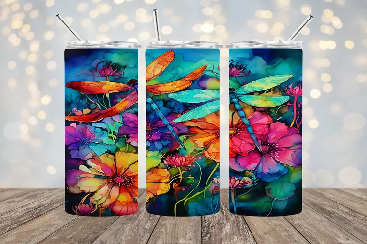 Watercolor Dragonflies - 20oz Sublimation - PNG Design