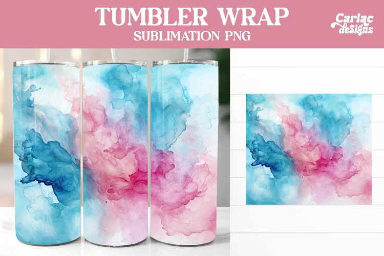 Watercolor Tumbler Wrap, Tumbler Sublimation Wrap