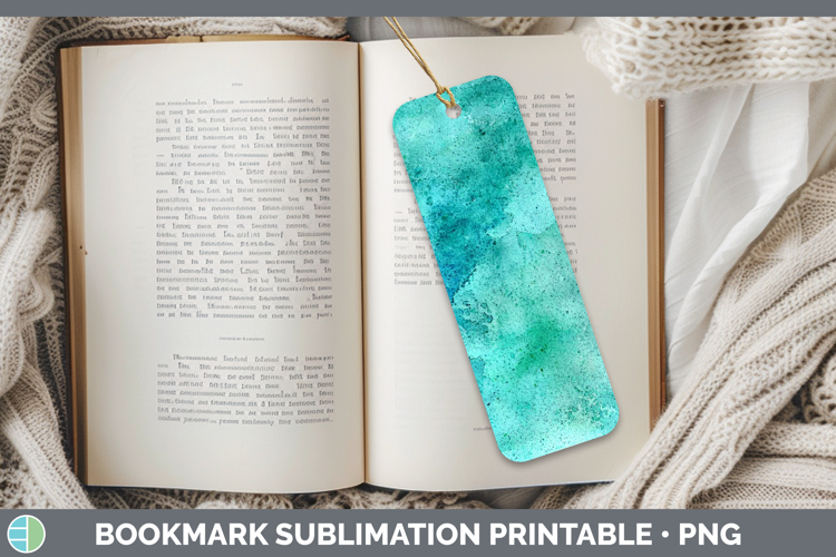 Watercolor Turquoise Bookmark Sublimation Printable Designs