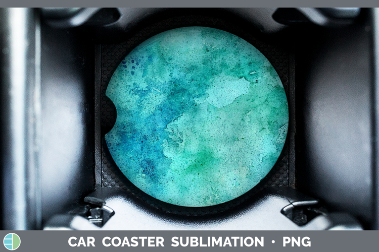 Watercolor Turquoise Car Coaster Sublimation Designs
