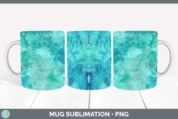 Watercolor Turquoise Mug Wrap Sublimation Coffee Cup Designs