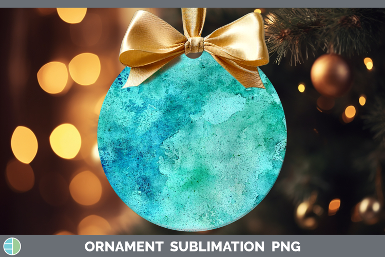 Watercolor Turquoise Ornament Sublimation Bauble Designs