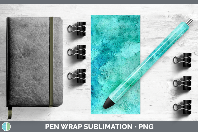 Watercolor Turquoise Pen Wrap Sublimation Pen Designs