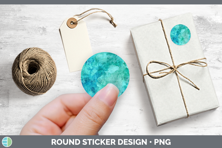 Watercolor Turquoise Stickers | Round Labels Designs