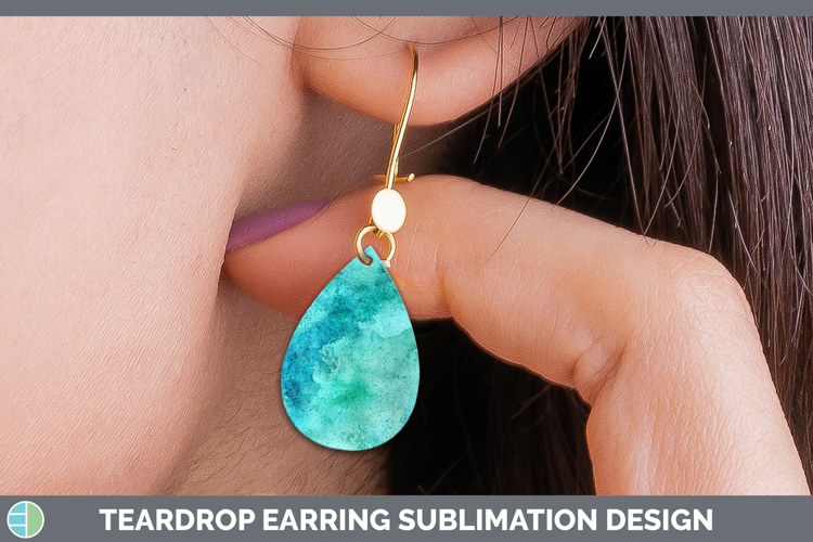Watercolor Turquoise Teardrop Earrings Sublimation Earrings