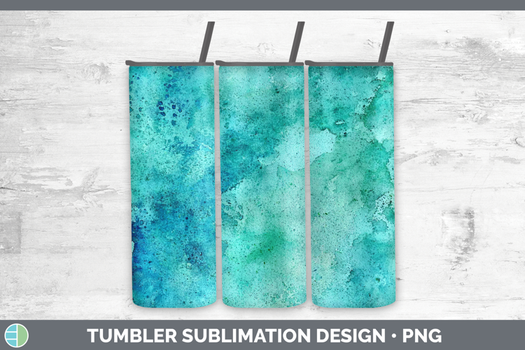 Watercolor Turquoise Tumbler Sublimation 20 oz Skinny Tumble