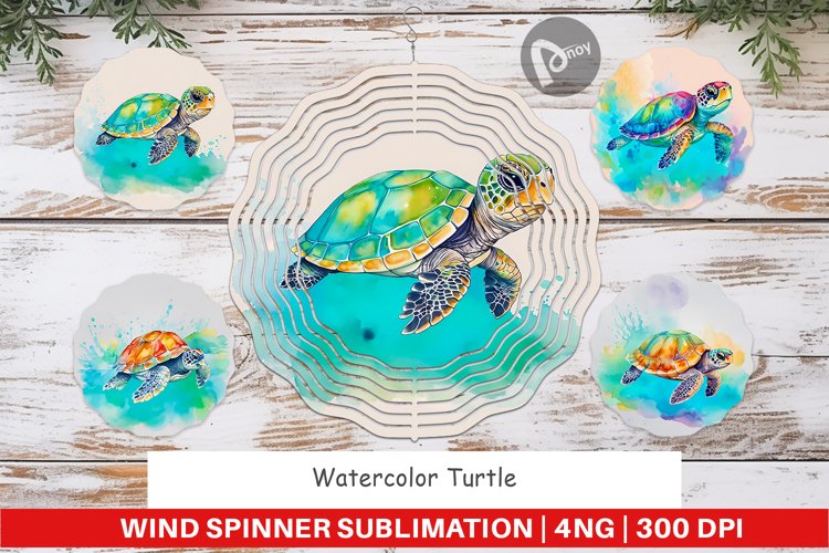 Wind Spinner Watercolor Turtle