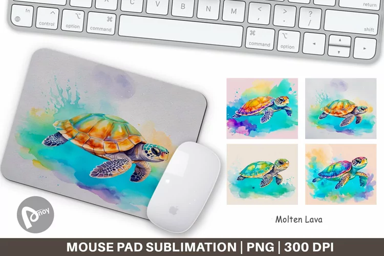 Mouse Pad Watercolor Turtle