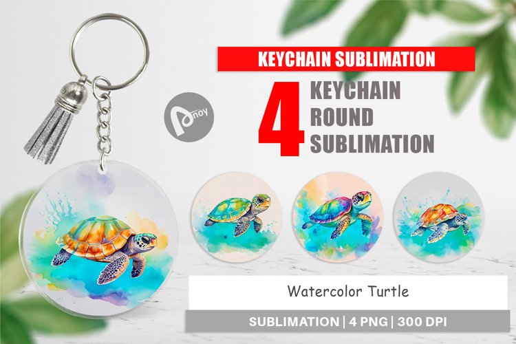 Keychain Watercolor Turtle