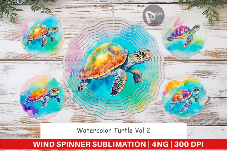 Wind Spinner Watercolor Turtle