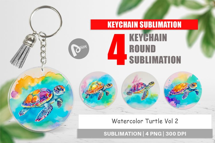 Keychain Watercolor Turtle