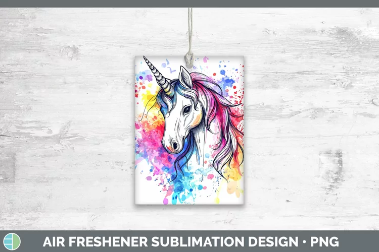 Watercolor Unicorn Air Freshener Sublimation Car Freshener D