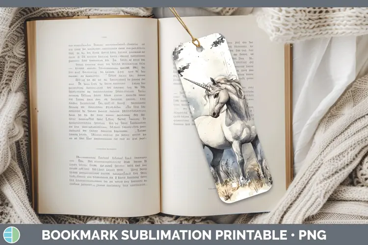 Watercolor Unicorn Bookmark Sublimation Printable Designs
