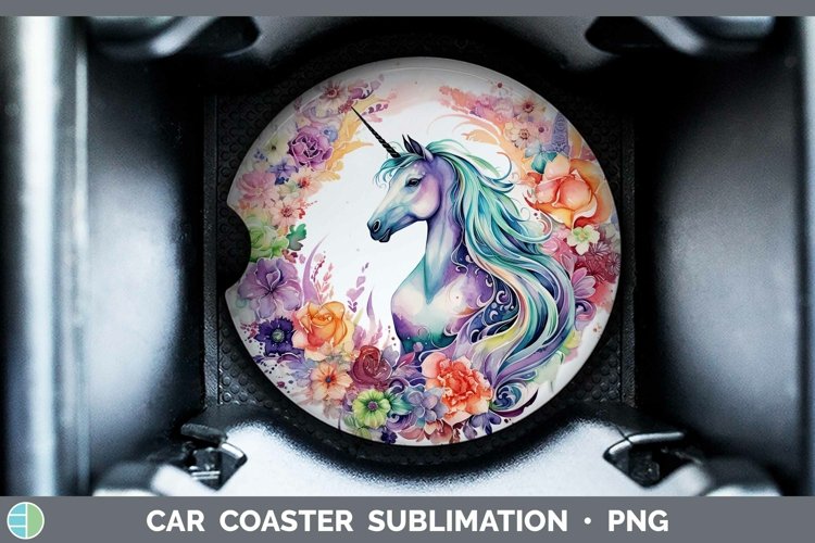 Watercolor Unicorn Car Coaster | Sublimation Coaster Designs