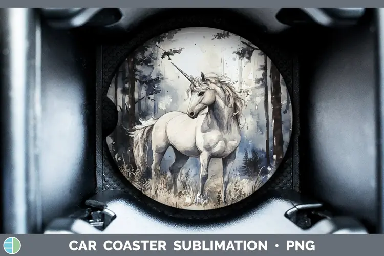 Watercolor Unicorn Car Coaster Sublimation Designs